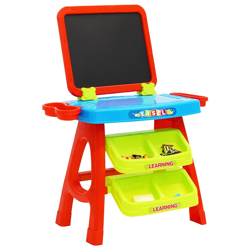 2-in-1 Educatieve Leerset voor Kinderen – Magnetisch Bord & Krijtbord – Incl. Accessoires – 56,5x42x74 cm