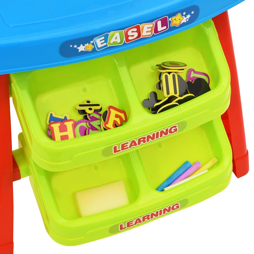 2-in-1 Educatieve Leerset voor Kinderen – Magnetisch Bord & Krijtbord – Incl. Accessoires – 56,5x42x74 cm