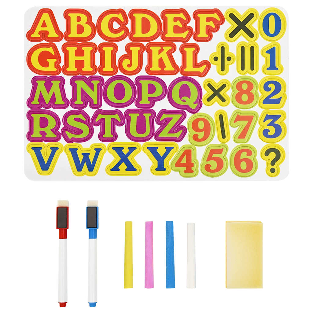 2-in-1 Educatieve Leerset voor Kinderen – Magnetisch Bord & Krijtbord – Incl. Accessoires – 56,5x42x74 cm