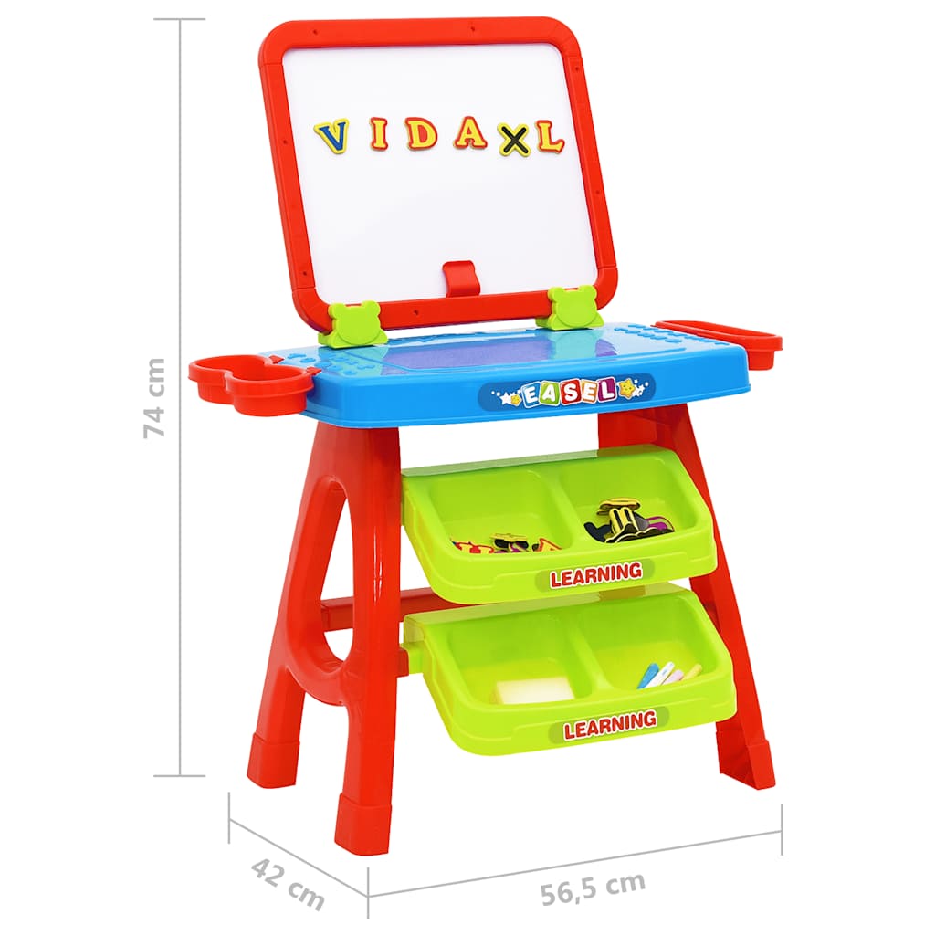 2-in-1 Educatieve Leerset voor Kinderen – Magnetisch Bord & Krijtbord – Incl. Accessoires – 56,5x42x74 cm