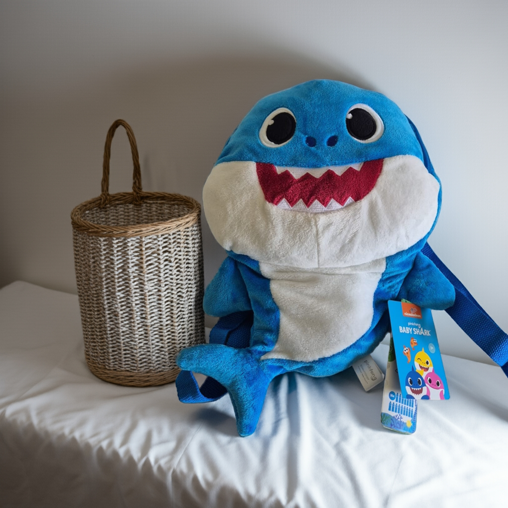 Kinder rugtas van Baby Shark – knuffelbare pluche tas ideaal voor peuters en kleuters