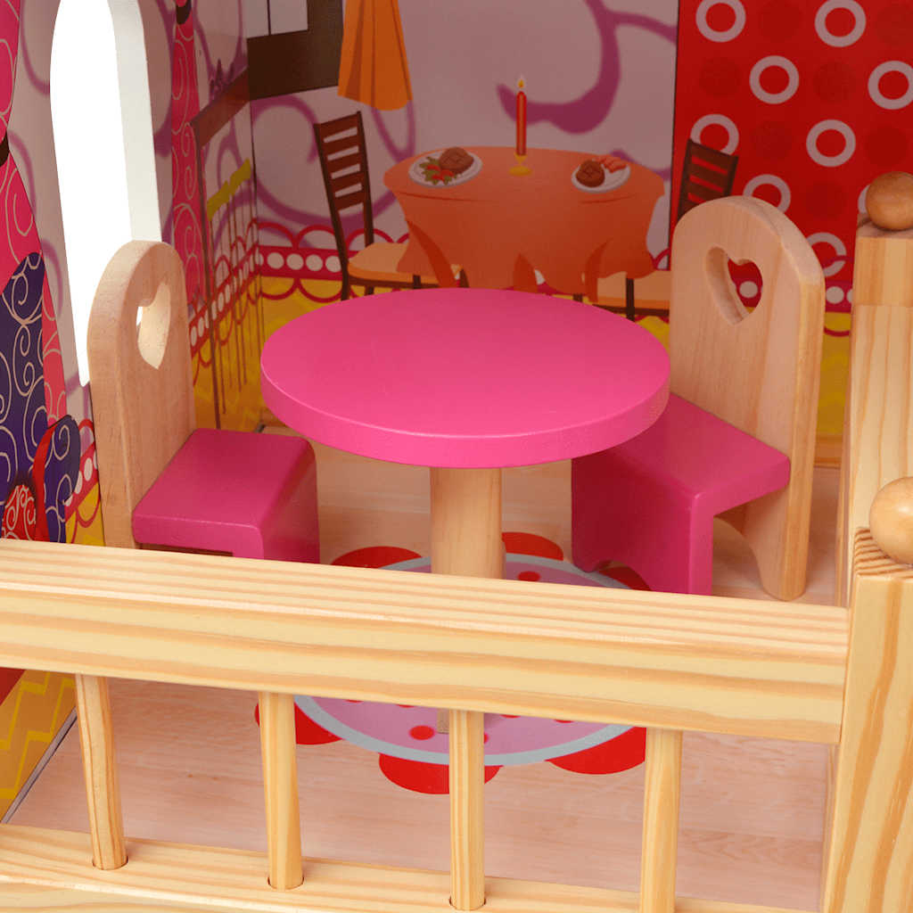 Groot roze poppenhuis met realistische details β geschikt voor poppen tot 15 cm