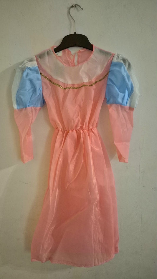 Roze prinsessenjurk voor meisjes met pofmouwen in blauw en wit – verkleedjurk voor carnaval, feest of verkleedpartijtje