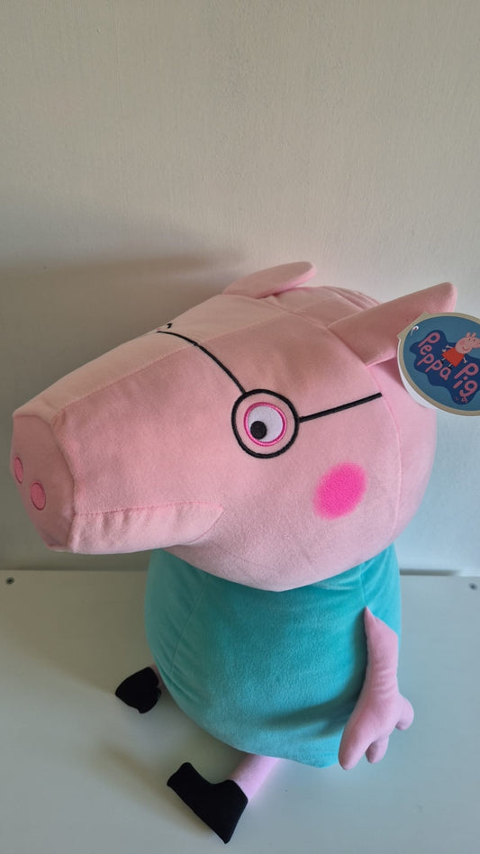 Papa Big knuffel – zachte pluche Peppa Pig vaderpop met bril en groen shirt