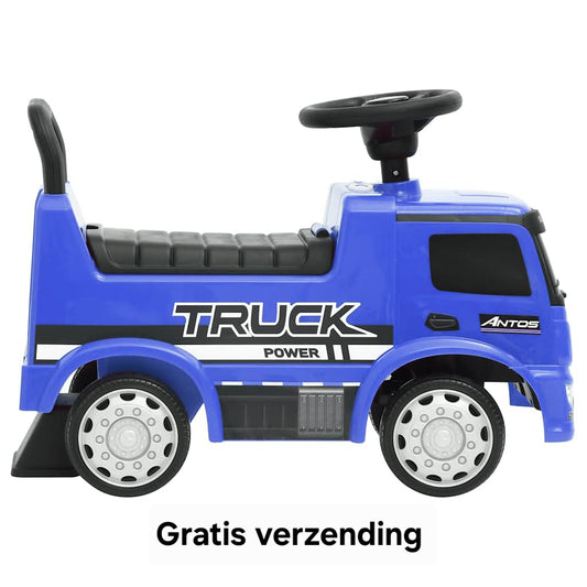 Blauwe looptruck voor kinderen – stevig kinderspeelgoed met stuur en opbergruimte