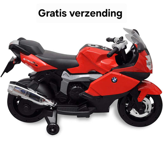 Rode elektrische speelgoedmotor voor kinderen – realistisch model met zijwielen