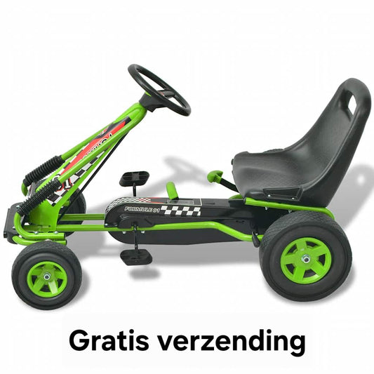 Groene skelter voor kinderen – met trappers en stuur voor actief buitenspelen
