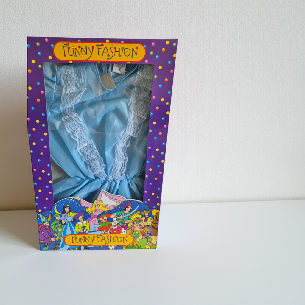 Verkleedjurk meisje blauw in cadeauverpakking – prinsessenjurk 8-10 jaar van Funny Fashion