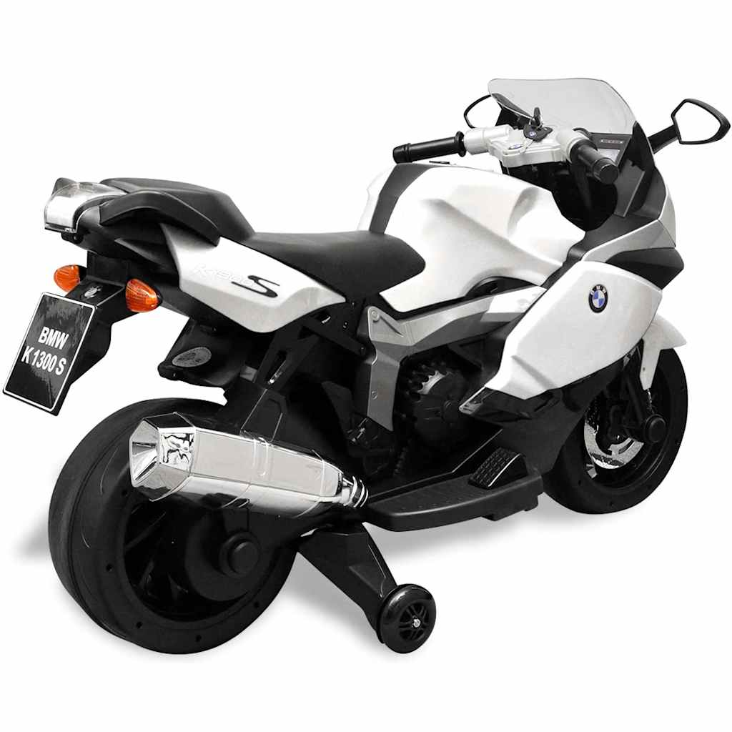 Ride-on motorfiets voor kinderen – wit BMW design met geluid en verlichting