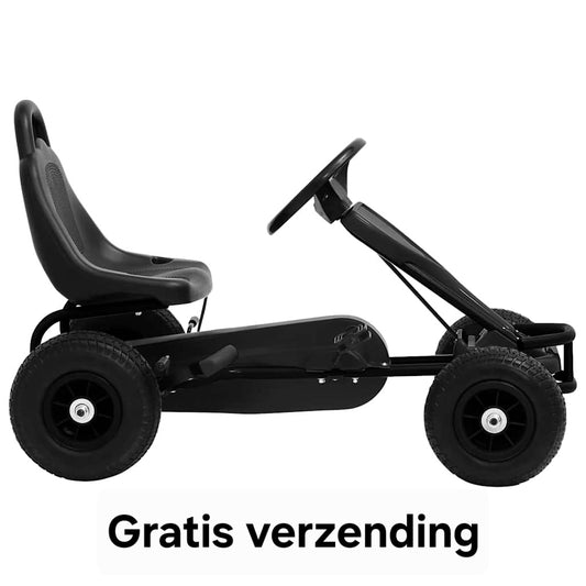 Zwarte skelter met trappers – stevig en sportief buitenspeelgoed voor kinderen